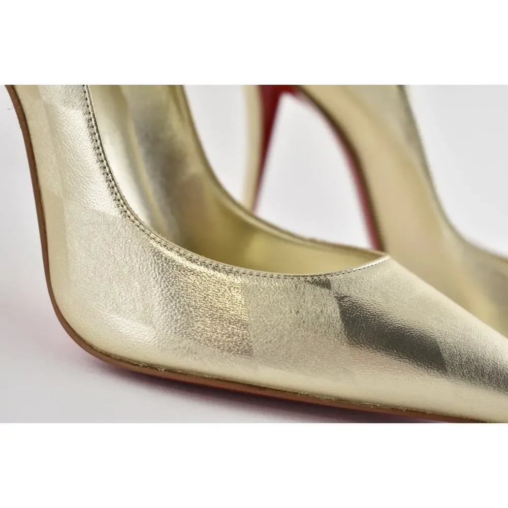 Christian Louboutin Miss Z 100 Platino Chiaro Gold Nappa Losange Heel Pump 38.5